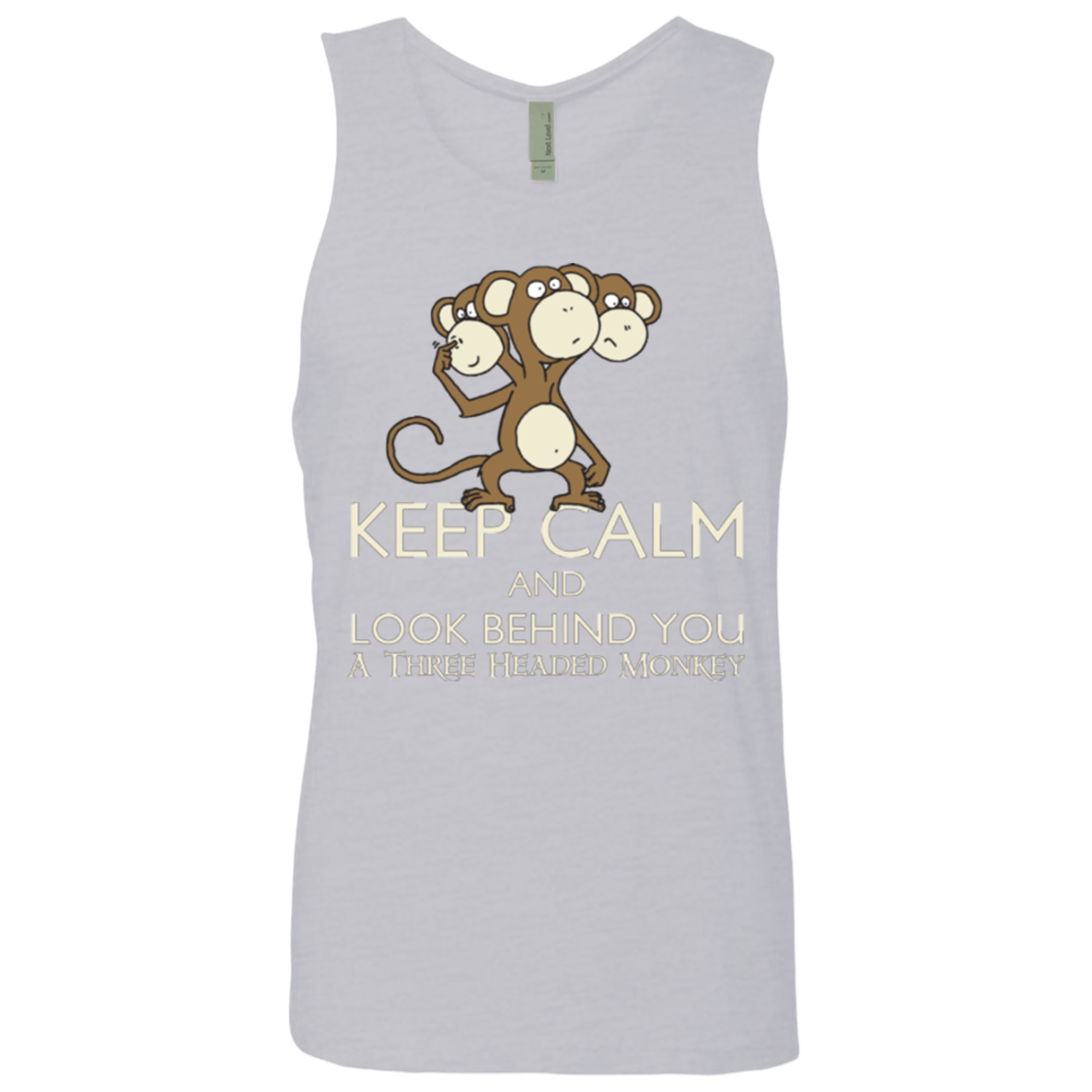 Keep Calm & Look Behind You A Three Headed Monkey Men's Premium Tank Top