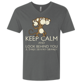 T-Shirts Heavy Metal / X-Small Keep Calm & Look Behind You A Three Headed Monkey Men's Premium V-Neck