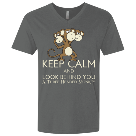 T-Shirts Heavy Metal / X-Small Keep Calm & Look Behind You A Three Headed Monkey Men's Premium V-Neck