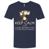 Keep Calm & Look Behind You A Three Headed Monkey Men's Premium V-Neck