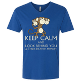 T-Shirts Royal / X-Small Keep Calm & Look Behind You A Three Headed Monkey Men's Premium V-Neck