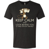 T-Shirts Vintage Black / Small Keep Calm & Look Behind You A Three Headed Monkey Men's Triblend T-Shirt