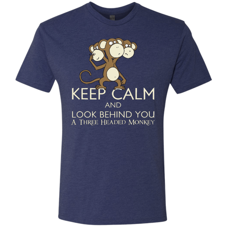 T-Shirts Vintage Navy / Small Keep Calm & Look Behind You A Three Headed Monkey Men's Triblend T-Shirt