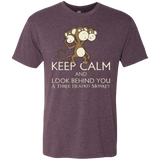 T-Shirts Vintage Purple / Small Keep Calm & Look Behind You A Three Headed Monkey Men's Triblend T-Shirt