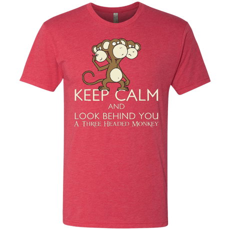 T-Shirts Vintage Red / Small Keep Calm & Look Behind You A Three Headed Monkey Men's Triblend T-Shirt