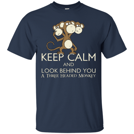 T-Shirts Navy / Small Keep Calm & Look Behind You A Three Headed Monkey T-Shirt