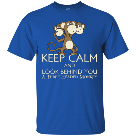 T-Shirts Royal / Small Keep Calm & Look Behind You A Three Headed Monkey T-Shirt