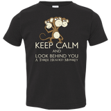 T-Shirts Black / 2T Keep Calm & Look Behind You A Three Headed Monkey Toddler Premium T-Shirt