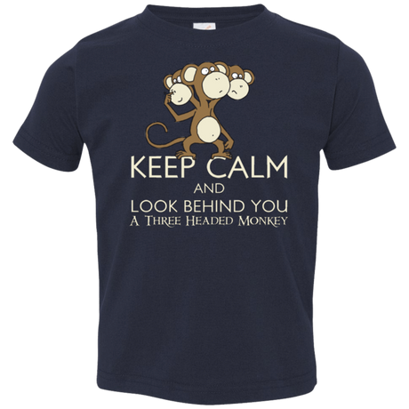 T-Shirts Navy / 2T Keep Calm & Look Behind You A Three Headed Monkey Toddler Premium T-Shirt