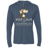 T-Shirts Indigo / X-Small Keep Calm & Look Behind You A Three Headed Monkey Triblend Long Sleeve Hoodie Tee