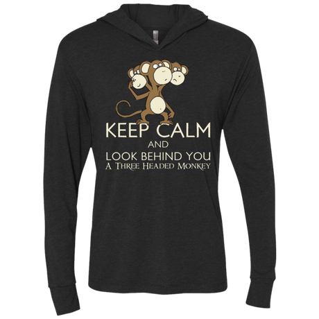 T-Shirts Vintage Black / X-Small Keep Calm & Look Behind You A Three Headed Monkey Triblend Long Sleeve Hoodie Tee