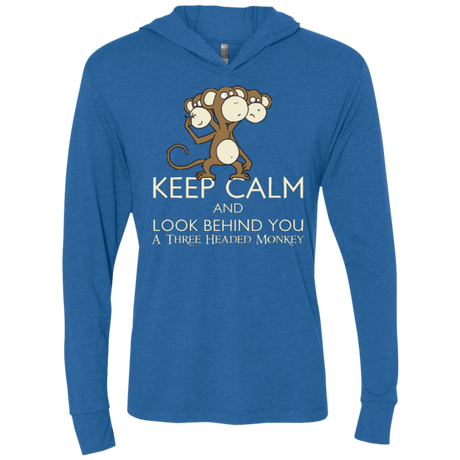 T-Shirts Vintage Royal / X-Small Keep Calm & Look Behind You A Three Headed Monkey Triblend Long Sleeve Hoodie Tee