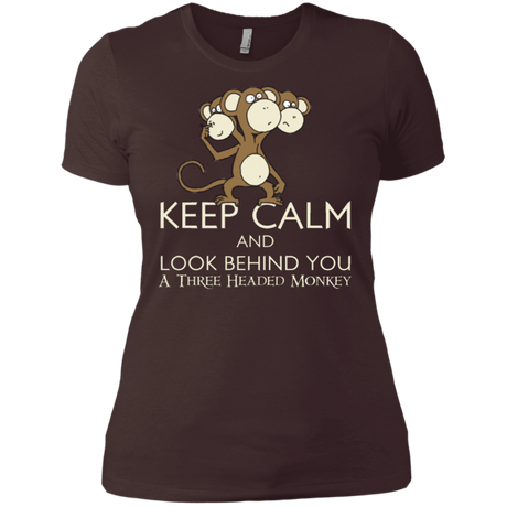 T-Shirts Dark Chocolate / X-Small Keep Calm & Look Behind You A Three Headed Monkey Women's Premium T-Shirt