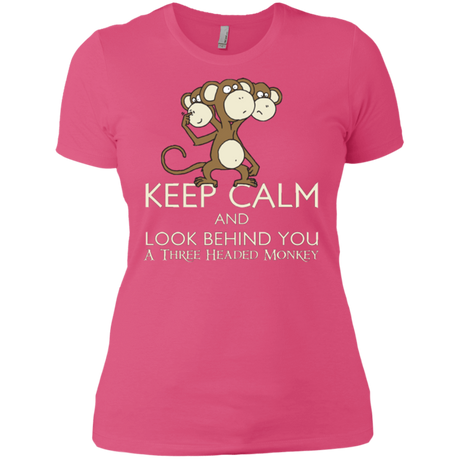 T-Shirts Hot Pink / X-Small Keep Calm & Look Behind You A Three Headed Monkey Women's Premium T-Shirt