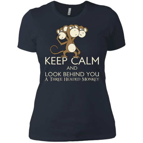 T-Shirts Indigo / X-Small Keep Calm & Look Behind You A Three Headed Monkey Women's Premium T-Shirt