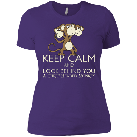 T-Shirts Purple / X-Small Keep Calm & Look Behind You A Three Headed Monkey Women's Premium T-Shirt