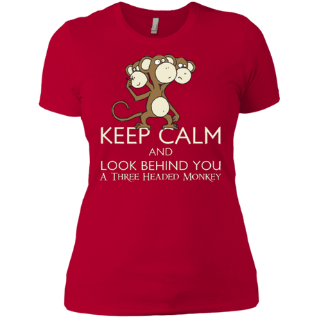 T-Shirts Red / X-Small Keep Calm & Look Behind You A Three Headed Monkey Women's Premium T-Shirt