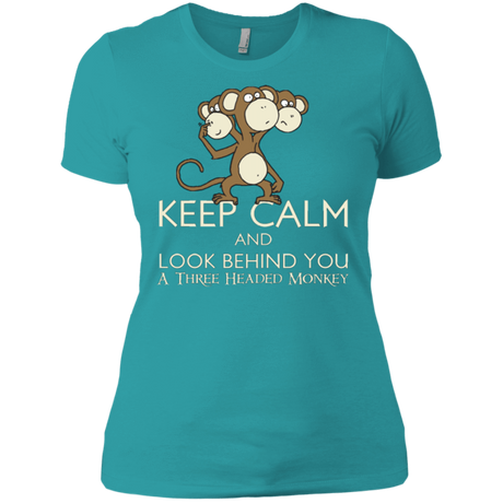 T-Shirts Tahiti Blue / X-Small Keep Calm & Look Behind You A Three Headed Monkey Women's Premium T-Shirt