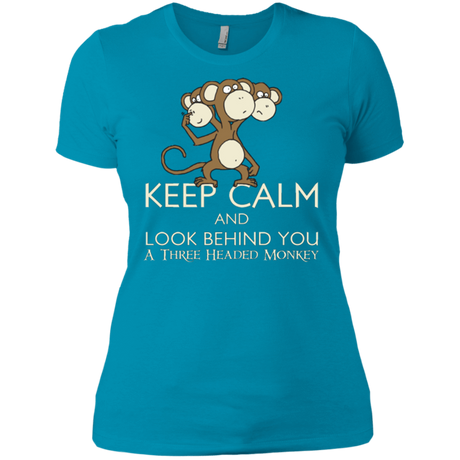 T-Shirts Turquoise / X-Small Keep Calm & Look Behind You A Three Headed Monkey Women's Premium T-Shirt