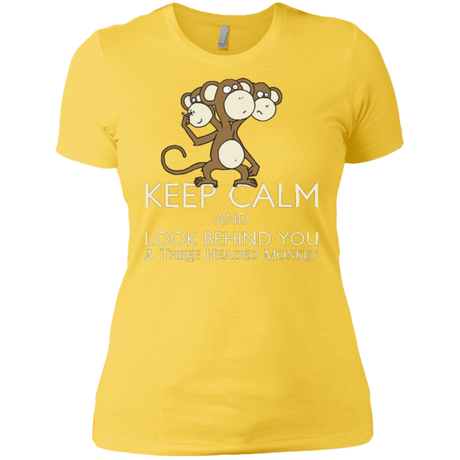 T-Shirts Vibrant Yellow / X-Small Keep Calm & Look Behind You A Three Headed Monkey Women's Premium T-Shirt