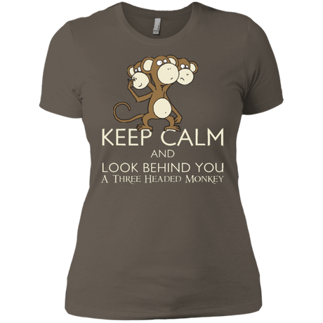 T-Shirts Warm Grey / X-Small Keep Calm & Look Behind You A Three Headed Monkey Women's Premium T-Shirt