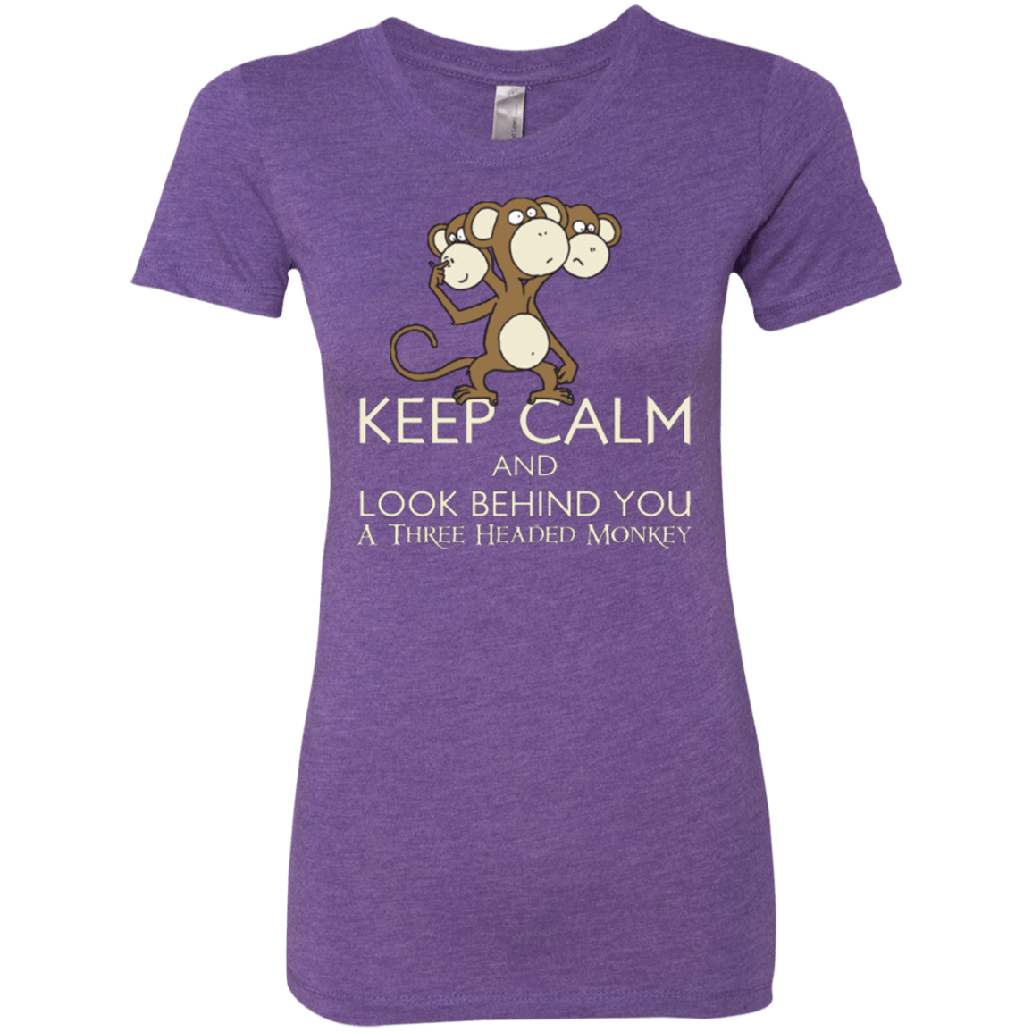 T-Shirts Purple Rush / Small Keep Calm & Look Behind You A Three Headed Monkey Women's Triblend T-Shirt