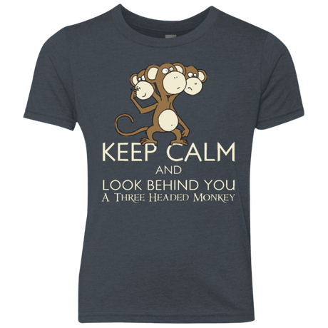 T-Shirts Vintage Navy / YXS Keep Calm & Look Behind You A Three Headed Monkey Youth Triblend T-Shirt