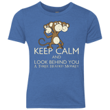T-Shirts Vintage Royal / YXS Keep Calm & Look Behind You A Three Headed Monkey Youth Triblend T-Shirt