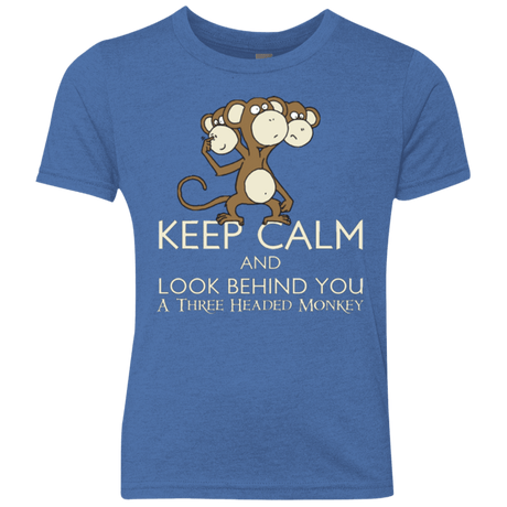 T-Shirts Vintage Royal / YXS Keep Calm & Look Behind You A Three Headed Monkey Youth Triblend T-Shirt