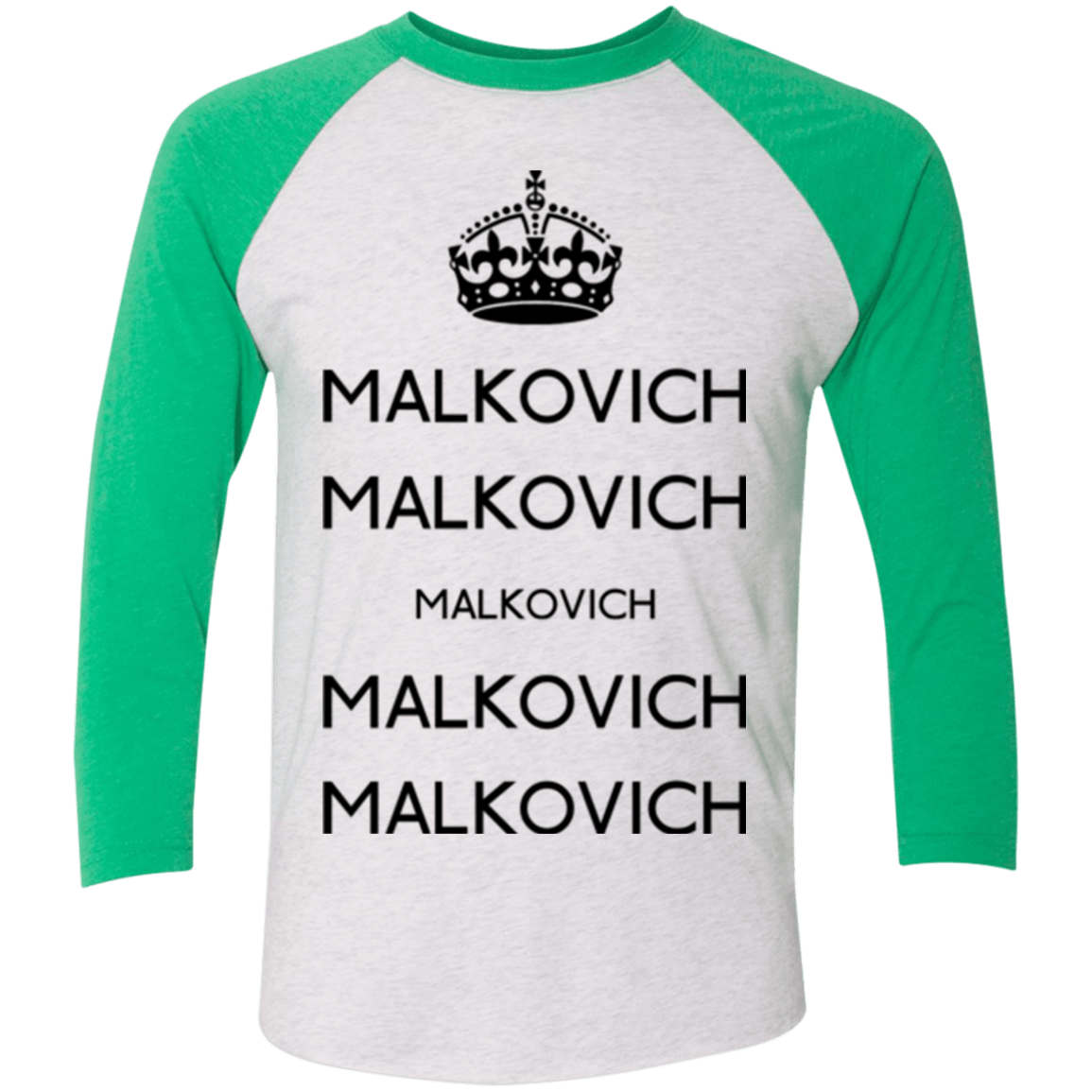 T-Shirts Heather White/Envy / X-Small Keep Calm Malkovich Men's Triblend 3/4 Sleeve