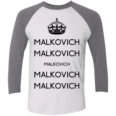 T-Shirts Heather White/Premium Heather / X-Small Keep Calm Malkovich Men's Triblend 3/4 Sleeve