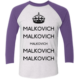 T-Shirts Heather White/Purple Rush / X-Small Keep Calm Malkovich Men's Triblend 3/4 Sleeve