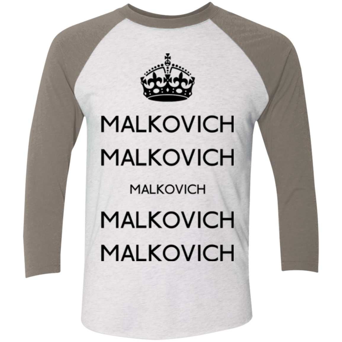 T-Shirts Heather White/Vintage Grey / X-Small Keep Calm Malkovich Men's Triblend 3/4 Sleeve