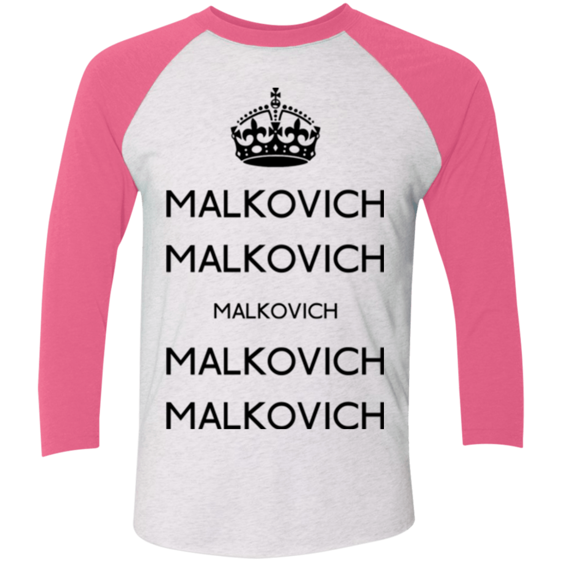 T-Shirts Heather White/Vintage Pink / X-Small Keep Calm Malkovich Men's Triblend 3/4 Sleeve