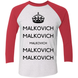 T-Shirts Heather White/Vintage Red / X-Small Keep Calm Malkovich Men's Triblend 3/4 Sleeve