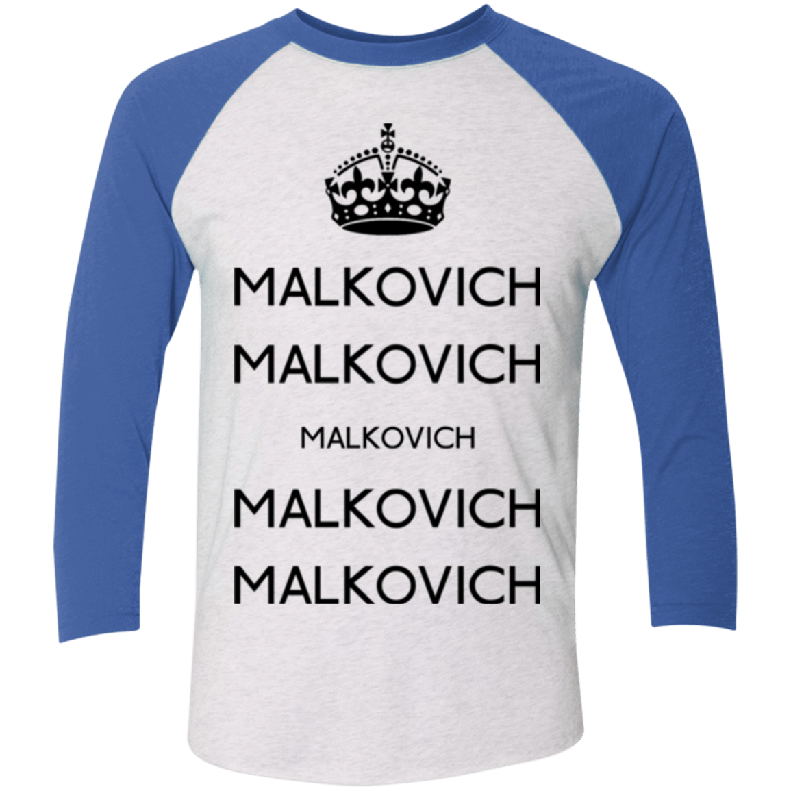 T-Shirts Heather White/Vintage Royal / X-Small Keep Calm Malkovich Men's Triblend 3/4 Sleeve