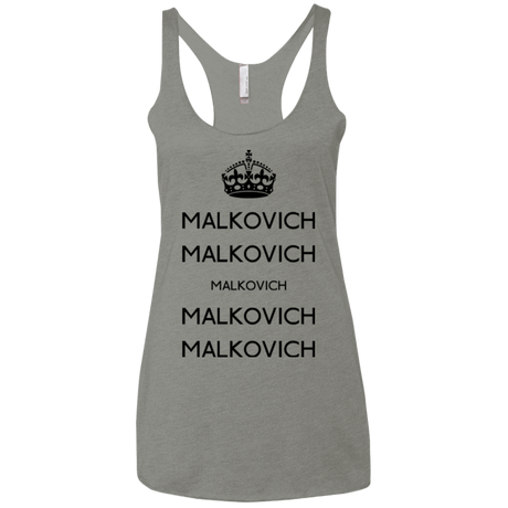 T-Shirts Venetian Grey / X-Small Keep Calm Malkovich Women's Triblend Racerback Tank