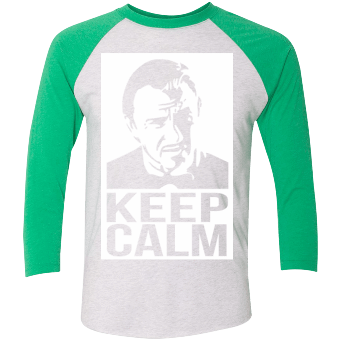 T-Shirts Heather White/Envy / X-Small Keep Calm Mr. Wolf Men's Triblend 3/4 Sleeve