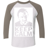 T-Shirts Heather White/Vintage Grey / X-Small Keep Calm Mr. Wolf Men's Triblend 3/4 Sleeve