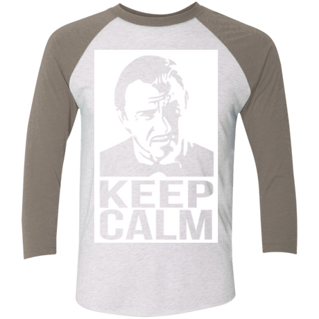T-Shirts Heather White/Vintage Grey / X-Small Keep Calm Mr. Wolf Men's Triblend 3/4 Sleeve
