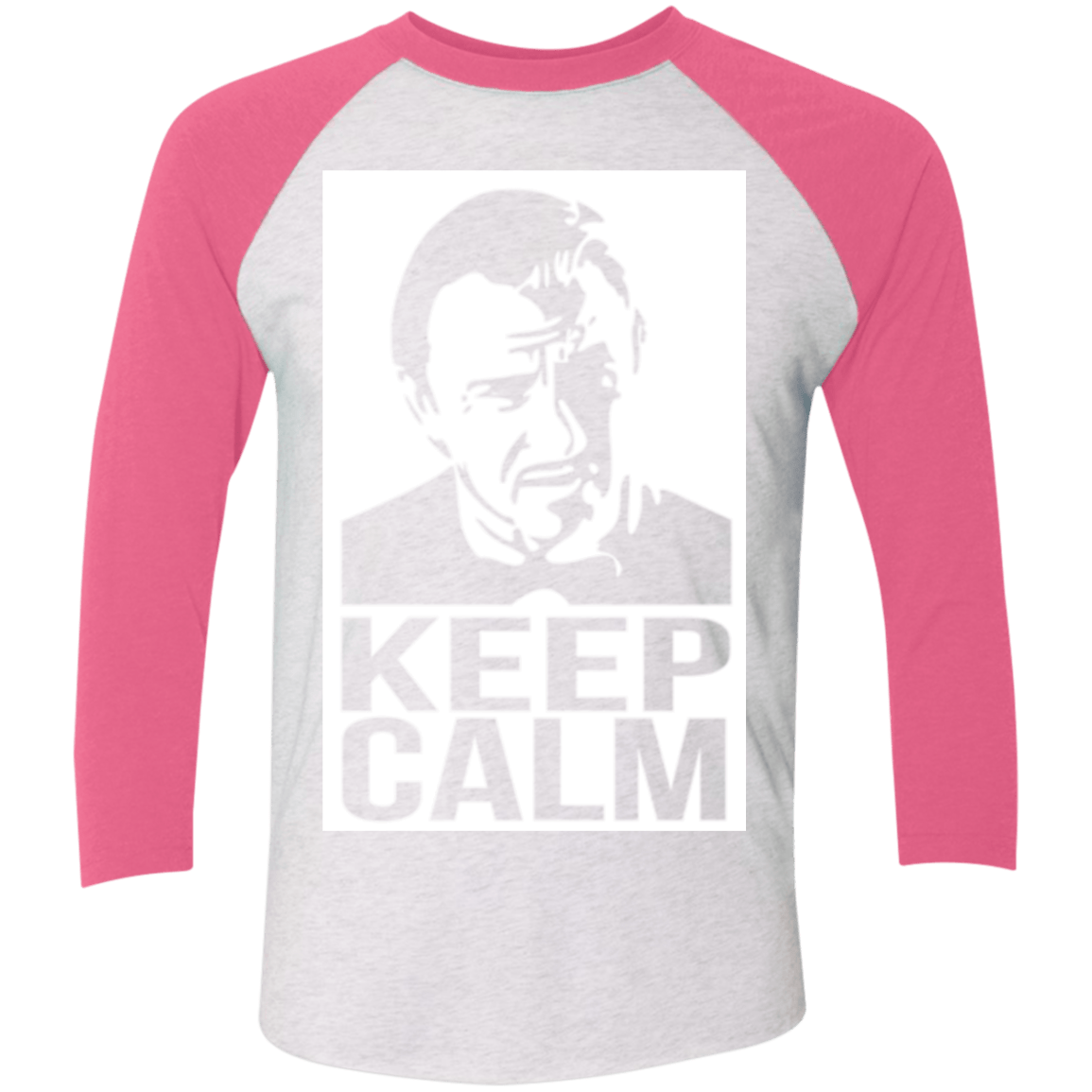 T-Shirts Heather White/Vintage Pink / X-Small Keep Calm Mr. Wolf Men's Triblend 3/4 Sleeve