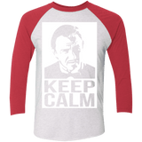 T-Shirts Heather White/Vintage Red / X-Small Keep Calm Mr. Wolf Men's Triblend 3/4 Sleeve