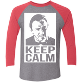 T-Shirts Premium Heather/ Vintage Red / X-Small Keep Calm Mr. Wolf Men's Triblend 3/4 Sleeve