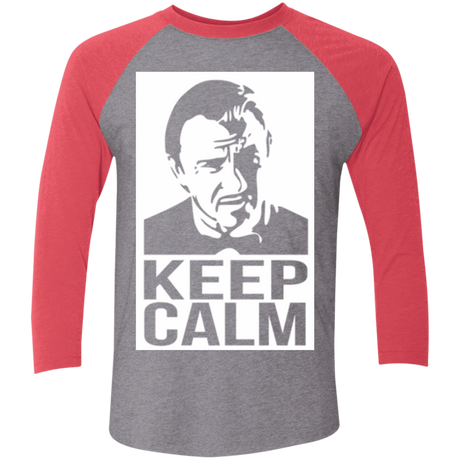 T-Shirts Premium Heather/ Vintage Red / X-Small Keep Calm Mr. Wolf Men's Triblend 3/4 Sleeve