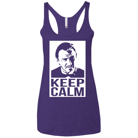 T-Shirts Purple / X-Small Keep Calm Mr. Wolf Women's Triblend Racerback Tank