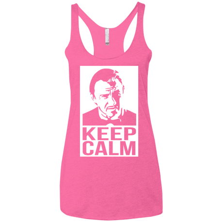 T-Shirts Vintage Pink / X-Small Keep Calm Mr. Wolf Women's Triblend Racerback Tank