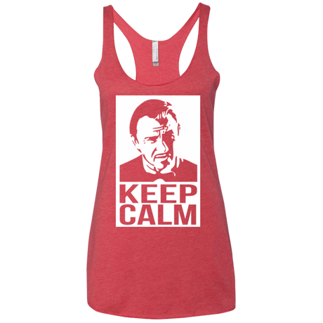 T-Shirts Vintage Red / X-Small Keep Calm Mr. Wolf Women's Triblend Racerback Tank