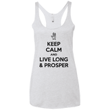 T-Shirts Heather White / X-Small Keep calm prosper Women's Triblend Racerback Tank