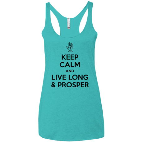 T-Shirts Tahiti Blue / X-Small Keep calm prosper Women's Triblend Racerback Tank