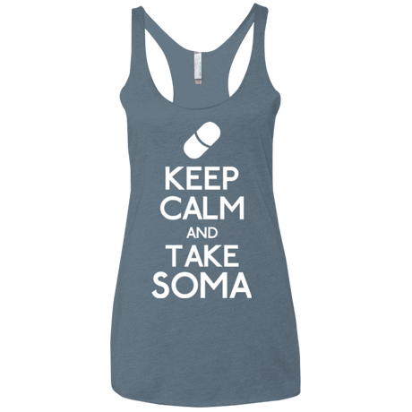 T-Shirts Indigo / X-Small Keep Calm Soma Women's Triblend Racerback Tank